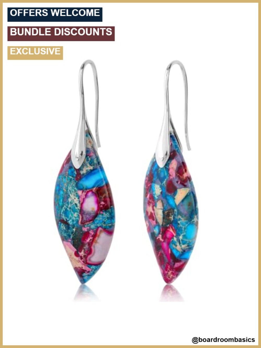 Natural Stone Teardrop Dangle Drop Earrings Lightweight Gift Box